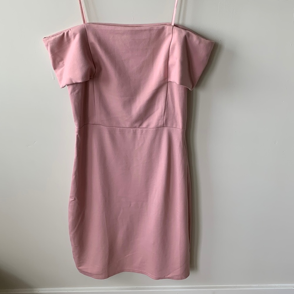 Pink off-the-shoulder dress